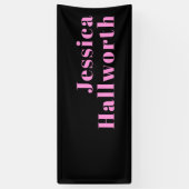 Retro-moderner bearbeitbarer Text | Schwarz & Pink Banner (Vertikal)