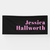 Retro-moderner bearbeitbarer Text | Schwarz & Pink Banner (Horizontal)