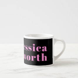 Retro-moderner bearbeitbarer Text | Schwarz & Pink Espressotasse