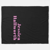 Retro-moderner bearbeitbarer Text | Schwarz & Pink Fleecedecke (Vorderseite (Horizontal))