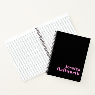 Retro-moderner bearbeitbarer Text   Schwarz & Pink Notizblock