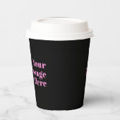 Retro-moderner bearbeitbarer Text | Schwarz & Pink Pappbecher (Links)