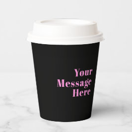 Retro-moderner bearbeitbarer Text | Schwarz & Pink Pappbecher