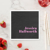 Retro-moderner bearbeitbarer Text | Schwarz & Pink Serviette (Beispiel)