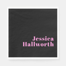 Retro-moderner bearbeitbarer Text | Schwarz & Pink Serviette