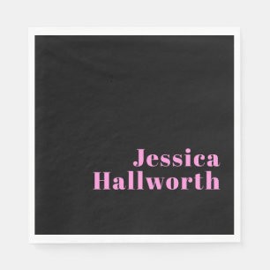 Retro-moderner bearbeitbarer Text Schwarz & Pink Serviette