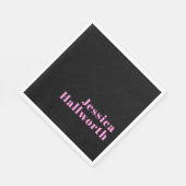 Retro-moderner bearbeitbarer Text | Schwarz & Pink Serviette (Ecke)