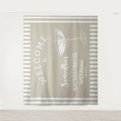 Retro Moderner Beige Junggeselinnen-Abschied Hinte Wandteppich (Vorderseite)