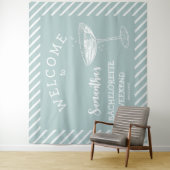 Retro Moderner blauer Junggeselinnen-Abschied Hint Wandteppich (Beispiel)