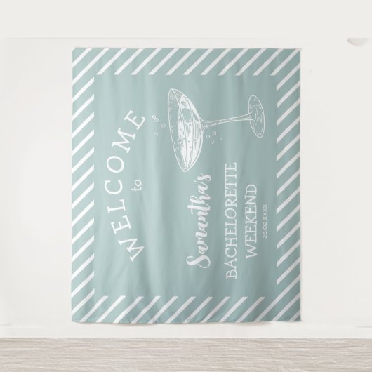 Retro Moderner blauer Junggeselinnen-Abschied Hint Wandteppich (Vorderseite)
