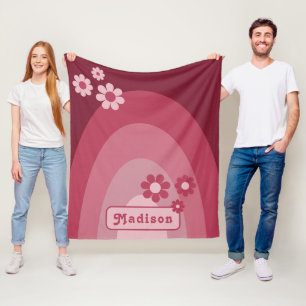 Retro Moderner Bogen Name Pink Fleecedecke