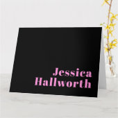 Retro-moderner editierbarer Text | Schwarz & Pink Karte (Gelbe Blume)