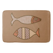 Retro Moderner Fisch, Tan, Beige und leicht braun Badematte (Vorderseite)