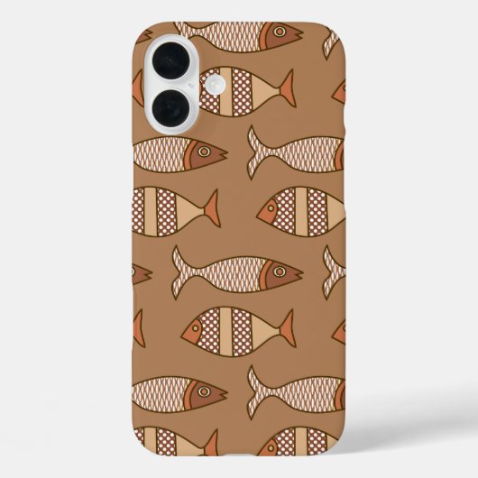 Retro Moderner Fisch, Tan, Beige und leicht braun Case-Mate iPhone Hülle (Rückseite)