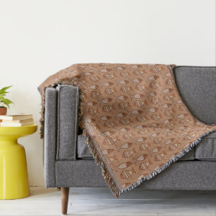 Retro Moderner Fisch, Tan, Beige und leicht braun Decke