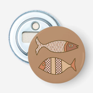 Retro Moderner Fisch, Tan, Beige und leicht braun Flaschenöffner