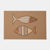 Retro Moderner Fisch, Tan, Beige und leicht braun Fußmatte (Vorderseite)