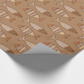 Retro Moderner Fisch, Tan, Beige und leicht braun Geschenkpapier (Ecke)