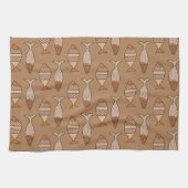 Retro Moderner Fisch, Tan, Beige und leicht braun Geschirrtuch (Horizontal)