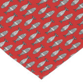 Retro Moderner Fisch, tiefrot und grau / grau Kurz Kurzer Tischläufer (Ecke)