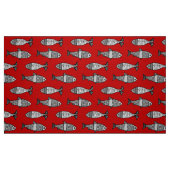 Retro Moderner Fisch, tiefrot und grau / grau Stoff (Fat Quarter (45,7 x 55,9 cm))