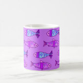 Retro Moderner Fisch, Violett & Amethyst Lila Kaffeetasse (Mittel)