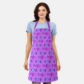 Retro Moderner Fisch, Violett & Amethyst Lila Schürze (Getragen)