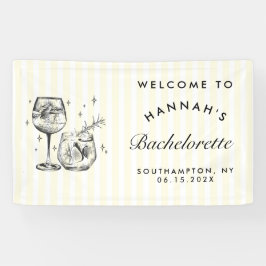 Retro Moderner Gelber Cocktail Bacheloretto Banner