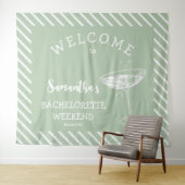 Retro Moderner grüner Junggeselinnen-Abschied Hint Wandteppich (Beispiel (Horizontal))