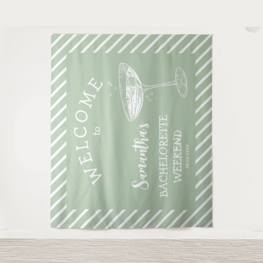 Retro Moderner grüner Junggeselinnen-Abschied Hint Wandteppich (Vorderseite)
