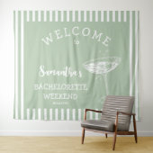 Retro Moderner grüner Junggeselinnen-Abschied Hint Wandteppich (Beispiel (Horizontal))