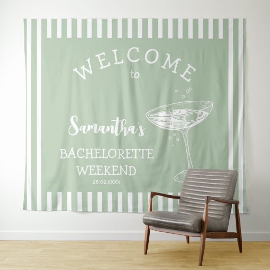 Retro Moderner grüner Junggeselinnen-Abschied Hint Wandteppich (Beispiel (Horizontal))