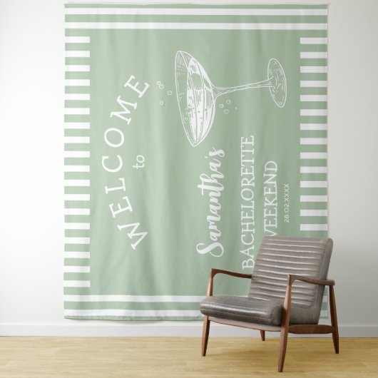 Retro Moderner grüner Junggeselinnen-Abschied Hint Wandteppich (Beispiel)