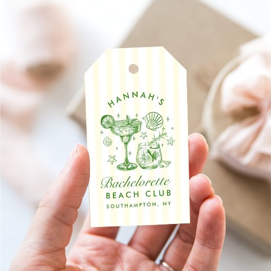 Retro-moderner grüner und gelber Junggesellinnen-A Geschenkanhänger