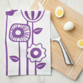 Retro Moderner Lila Blumengarten Geschirrtuch (Viertel Falte)