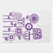 Retro Moderner Lila Blumengarten Geschirrtuch (Horizontal)