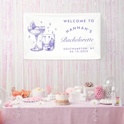 Retro Moderner Lila Cocktail Banner (Party)