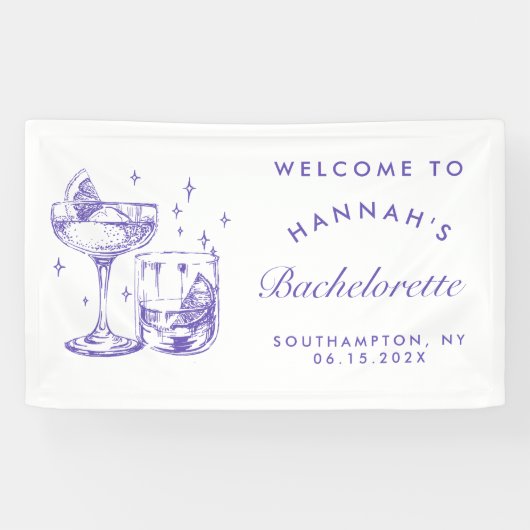 Retro Moderner Lila Cocktail Banner (Horizontal)