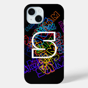 Retro-moderner Name & Monogram Helle Farben & Schw Case-Mate iPhone Hülle