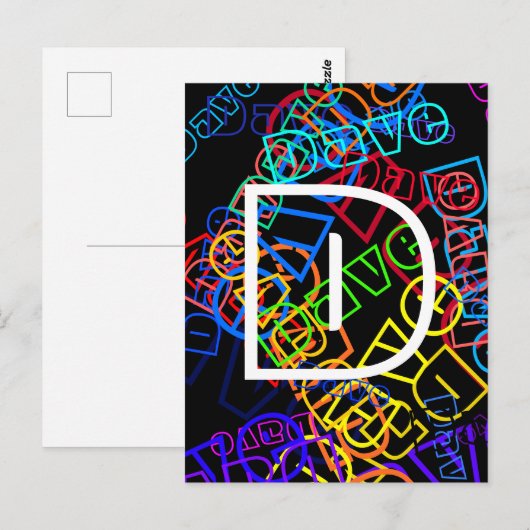 Retro-moderner Name & Monogramm Helle Farben & Sch Postkarte (Vorne/Hinten)