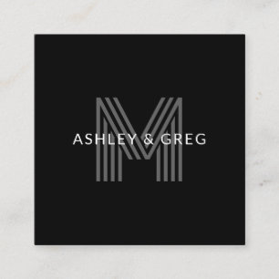 Retro-moderner Name/n Editierbares Monogramm Schwa Begleitkarte