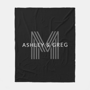 Retro-moderner Name/n Editierbares Monogramm Schwa Fleecedecke