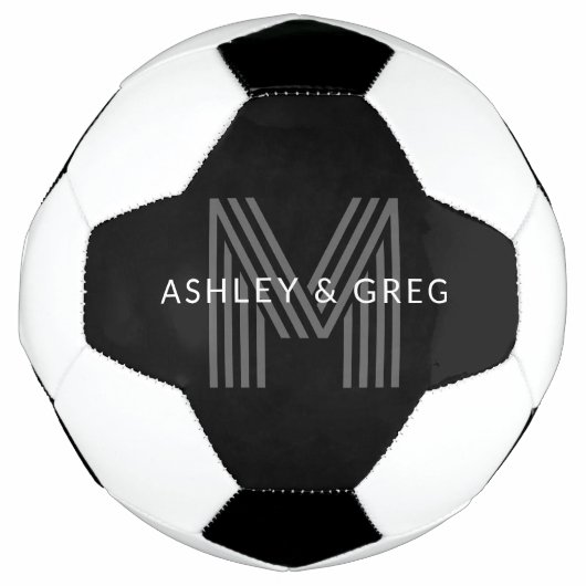 Retro-moderner Name/n Editierbares Monogramm Schwa Fußball (Vorderseite)