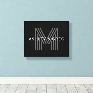 Retro-moderner Name/n Editierbares Monogramm Schwa Leinwanddruck