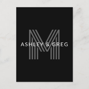 Retro-moderner Name/n Editierbares Monogramm Schwa Postkarte