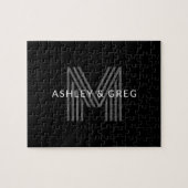 Retro-moderner Name/n Editierbares Monogramm Schwa Puzzle (Horizontal)