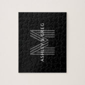 Retro-moderner Name/n Editierbares Monogramm Schwa Puzzle (Vertikal)