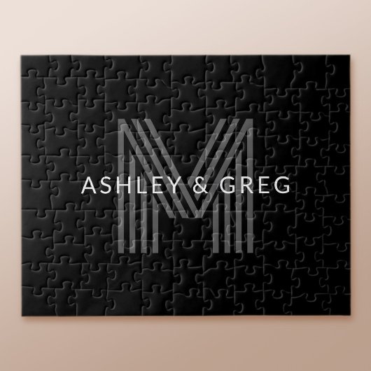 Retro-moderner Name/n Editierbares Monogramm Schwa Puzzle