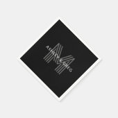 Retro moderner Name/n editierbares Monogramm Schwa Serviette (Ecke)