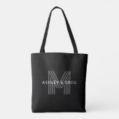 Retro-moderner Name/n Editierbares Monogramm Schwa Tasche (Rückseite)